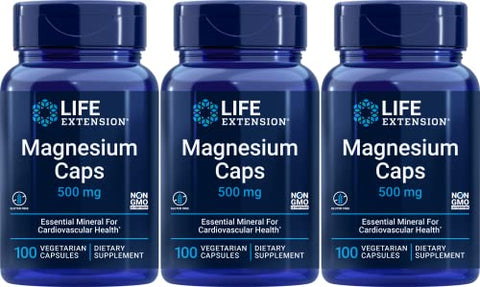 Life Extension - Cápsulas Vegetarianas de Magnésio 500mg – 100 Unidades x 3 |