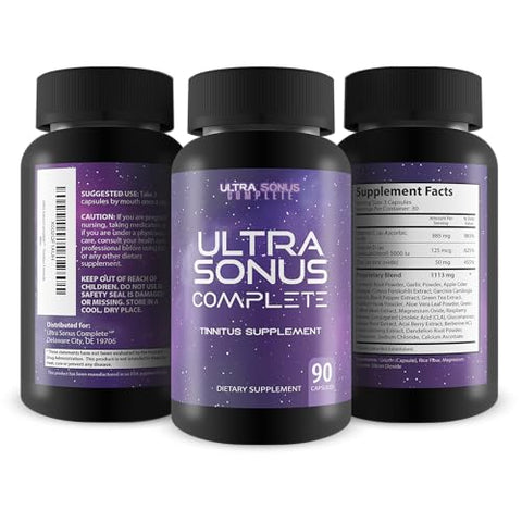 Ultra Sonus Complete - Suplemento para Zumbido – Fórmula Máxima de Alho Cúrcuma Vitamina C – Suporte à Redução da Inflamação
