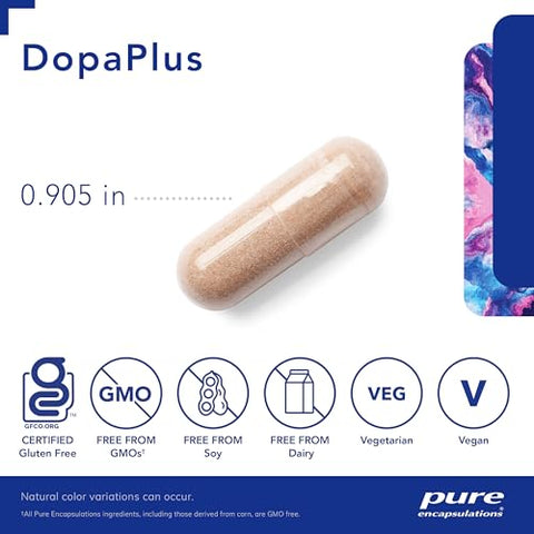 DopaPlus – Suporta a Produção de Dopamina – para Função Cerebral Diária* – com Folate, Vitamina B6 – 60 cápsulas - Pure Encapsulations