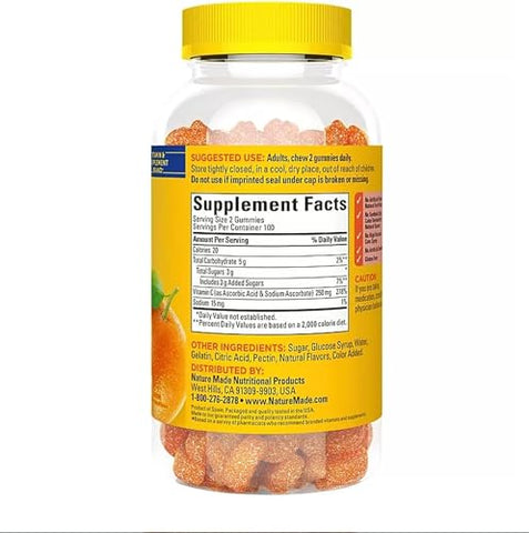 Adventure Home - Nature Made Vitamina C Extra Forte 500 mg, Suplemento Alimentar para Suporte Imunológico, 180 Gomas, Suprimento de 90 Dias Guia Melhor Vitaminas Suplementos Livro Grátis