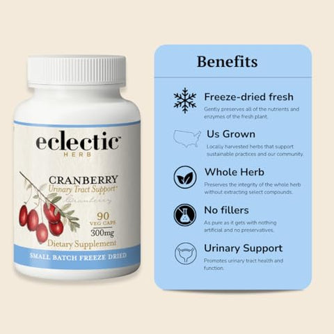 Cranberry Fresco Congelado e Desidratado | Suporte ao Trato Urinário | 90 CT (300 mg) | Não-OGM - ECLECTIC INSTITUTE