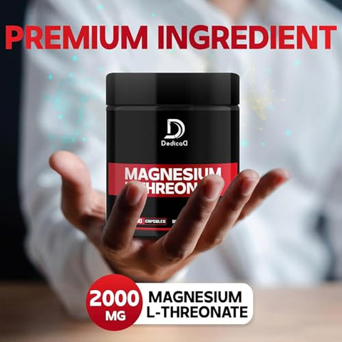 DEDICAD - Cápsulas de Magnésio L-Treonato 2000mg – 90 Cápsulas – 144mg de Magnésio Elemental por Porção
