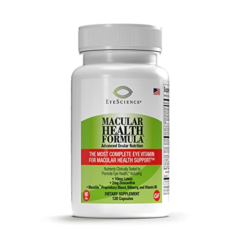 EyeScience - Fórmula de Saúde Macular – 120 Cápsulas – Suplemento Nutricional Completo para a Saúde dos Olhos – Contém Luteína, Zeaxantina, Vitamina C, D, E – Marca: Macular Health Formula