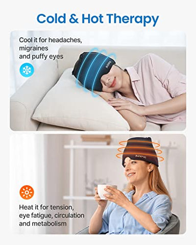 Migraine Ice Head Wrap – Alívio de Dor de Cabeça com Terapia Quente ou Fria – Produto para Alívio de Enxaqueca – Touca de Compressa Térmica – Presente para Reduzir Dores – Elegível para FSA ou HSA - RENPHO