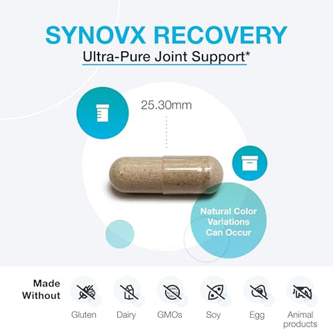 SynovX Recovery – Suporte Articular para Estrutura e Função Saudáveis – Cápsulas de MSM Glucosamina Condroitina para Suporte a Tecidos, Cartilagens Saudáveis – 60 cápsulas - XYMOGEN