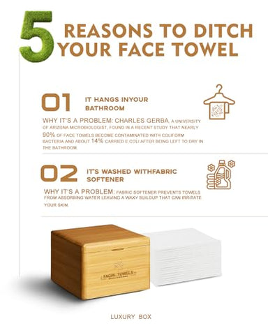 LUXU - Toalhas Faciais de Limpeza, 1 Caixa com 60 Unidades de Toalhas Descartáveis para o Rosto – Panos Premium de Limpeza Facial