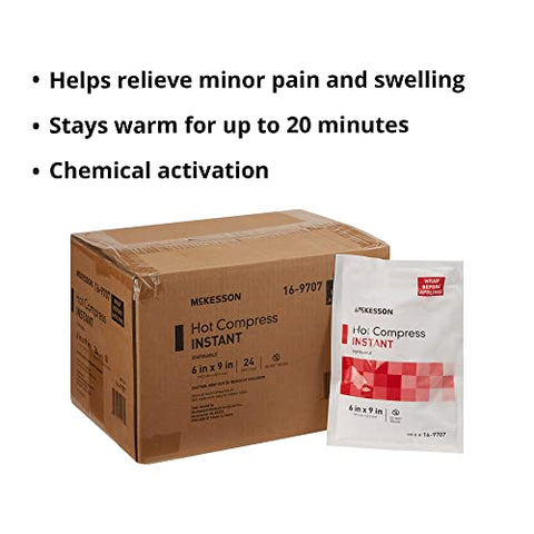Hot Compress Descartável 6×9, 1 Unidade, 24 Pacotes – Compressa Quente Instantânea - McKesson