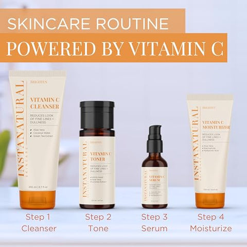 Serum Facial de Vitamina C, Ilumina, Hidrata e Reduz Sinais de Envelhecimento, com Vitamina C, Ácido Hialurônico e Ferúlico, 30 ml - InstaNatural