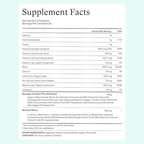 Women’s Balance: Crescimento Capilar para Mulheres 45+ – Cabelos Mais Espessos e Cobertura do Couro Cabeludo – 1 Mês – 30g - Nutrafol