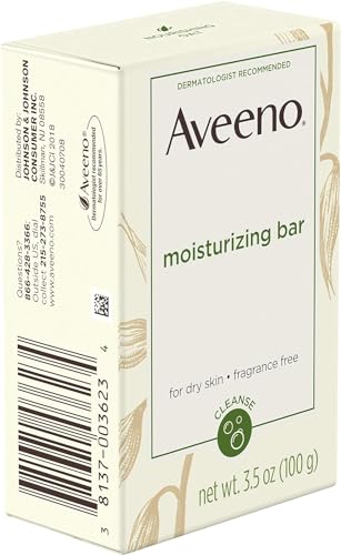 Barra de Limpeza Facial Hidratante Suave com Aveia Nutritiva para Pele Seca, Sem Fragrância, Sem Corantes – 100g - Aveeno