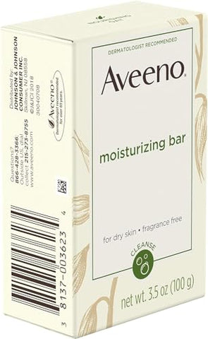 Barra de Limpeza Facial Hidratante Suave com Aveia Nutritiva para Pele Seca, Sem Fragrância, Sem Corantes – 100g - Aveeno