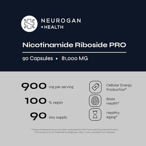 Neurogan - Nicotinamide Riboside NR Pro Cápsulas | 900mg Cada, 90 unid. NAD | Aumente sua energia e vitalidade