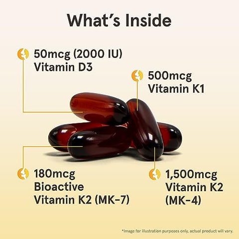 K-Right – Complexo de Vitamina K (K1, MK-4, MK-7, D3) – 60 Porções (Softgels) – Suplemento para os Ossos - Jarrow Formulas