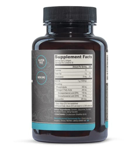 Óleo de Krill Antártico – 1000mg Por Porção – Sem Cheiro ou Sabor de Peixe – Rico em Ômega-3, EPA, DHA, Astaxantina – Embalado com Benefícios para a Saúde - ONNIT