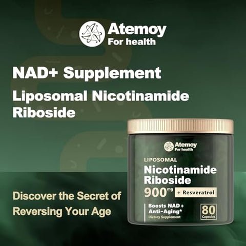 Generic - NAD Liposomal Nicotinamide Riboside 900mg, Resveratrol, Quercetina – Alta Pureza para Energia e Foco – 80 Cápsulas