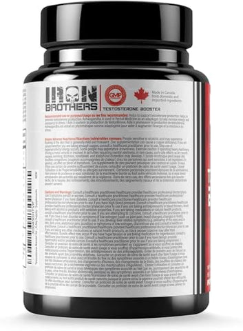 Testosterone Booster para Homens, 90 Cápsulas | Suplementos de Testosterona para Homens para Aumentar o Crescimento Muscular | Bloqueador de Estrogênio | Promove a Perda de Gordura - Iron Brothers Supplements