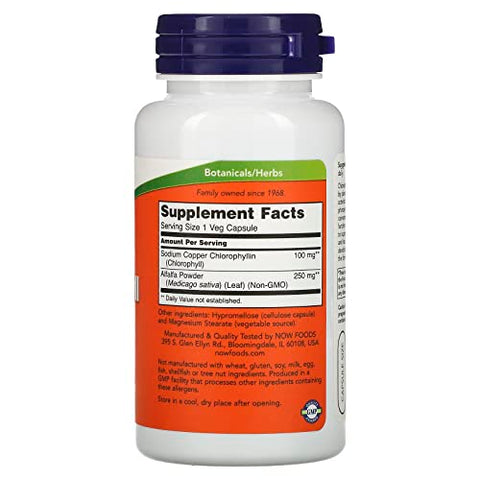 Clorofila, 100 mg, 90 Cápsulas Vegetais – Energia e Saúde - NOW Foods