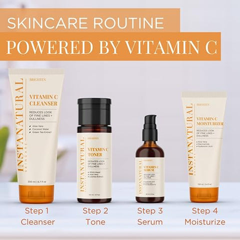Serum Facial de Vitamina C, Ilumina, Hidrata e Reduz Sinais de Envelhecimento, com Vitamina C, Ácido Hialurônico e Ferúlico, 60 ml - InstaNatural
