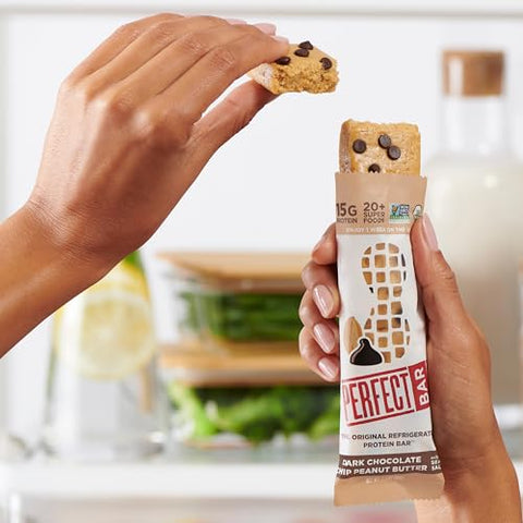 Perfect Bar - Barra de Proteína de Manteiga de Amendoim com Chocolate Amargo, Alta em Proteínas, Orgânica, Sem Glúten, Sem Soja, Não Transgênica, Sem Álcoois Açucarados, 65g, 10 Unidades