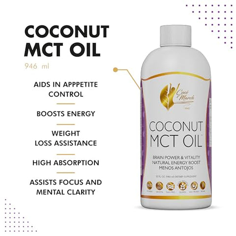 Cocó March N.M.D - Óleo MCT para controle do apetite e jejum intermitente – Potencializador de metabolismo e poder cerebral