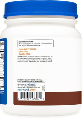 Proteína em Pó de Caldo de Osso de Carne Bovina Sabor Chocolate (20 Porções) – Sem Glúten, Livre de GMO - Nutricost