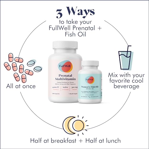 FullWell - Vitamina Pré-Natal com Ômega 3 DHA | Óleo de Peixe Ômega 3 com DHA | Marca: Prenatal DHA
