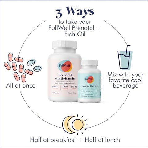 FullWell - Vitamina Pré-Natal com Ômega 3 DHA | Óleo de Peixe Ômega 3 com DHA | Marca: Prenatal DHA