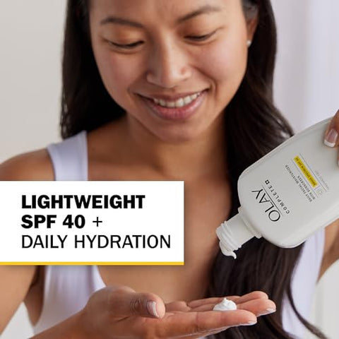 Hidratante Facial Diário Completo com Protetor Solar FPS 40, Sem Fragrância, 177 ml, Protetor Solar de Amplo Espectro para Pele Sensível - Olay