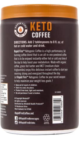 RAPID FIRE - Café Keto Instantâneo de Comércio Justo Rapid Fire – Energia, Controle de Peso, Impulsionador de Metabolismo – Manteiga de Leite de Pasto, MCTs