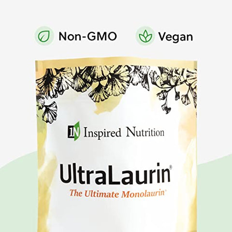 Inspired Nutrition - UltraLaurin ® – Monolaurin Pellets 21oz (600g) – 200 Porções, 3000 mg Cada – Suporte Imunológico e Saúde Intestinal