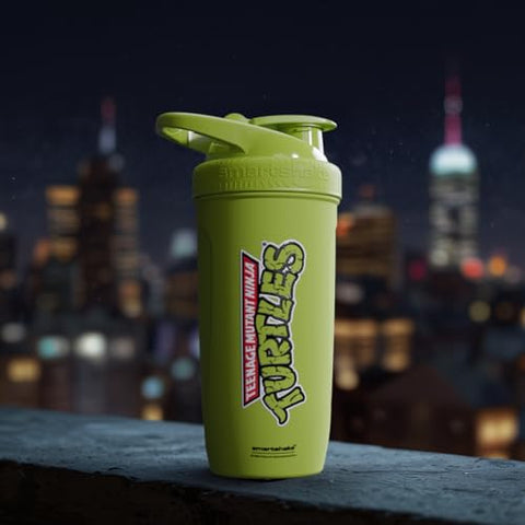 TMNT Reforce Garrafa de Shake de Proteína em Aço Inoxidável 900 ml | 30 oz – Tampa de Rosca à Prova de Vazamentos – Livre de BPA – Unissex – Não Isolada – Verde Claro - Smartshake