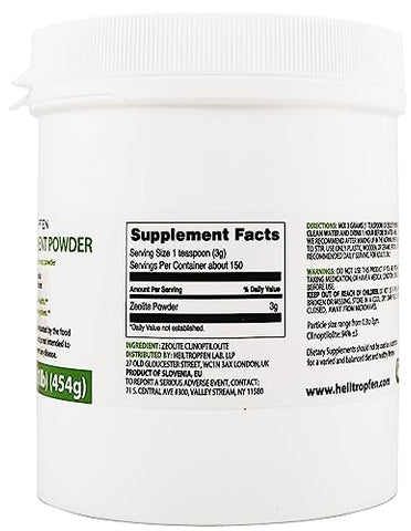 Heiltropfen - Zeolite Powder 454g | Detox | Clinoptilolite 94% -3 | 3X Ativado | Mineral Natural | Pó Ultra Fino Menor que 2 µm