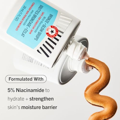 Bronze Glow Drops com Niacinamida – Sérum Facial para um Brilho Instantâneo, Uniformiza a Tonalidade da Pele e Minimiza Poros – Seguro para Peles Sensíveis – 30ml - First Aid Beauty