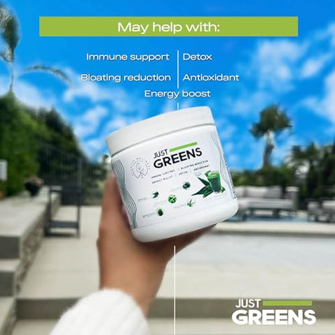 STRAUSS WELLNESS - Just Greens – Pó de Superfood – Clorofila, Spirulina, Moringa, Aloe Vera – 100g