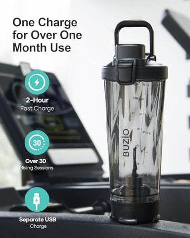 BUZIO - Buzio Garrafa Misturadora Elétrica de Proteína, 24 oz Garrafa Liquidificadora de Shake, Garrafas Liquidificadoras Recarregáveis por USB para Misturas de Proteína, Copos Misturadores, Garrafas Esportivas Portáteis Grandes Feitas com