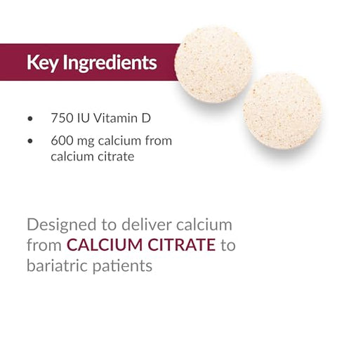 Cálcio Citrato 600mg com Vitamina D3 – 180 Comprimidos - Bariatric Advantage