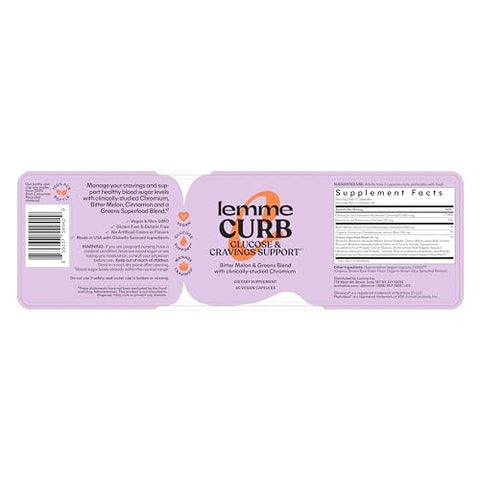 Curb – Controle de Peso, Redução de Carboidratos, Suporte ao Metabolismo, Picolinato de Cromo Clinicamente Estudado, Melão Amargo, Canela do Ceilão - Lemme