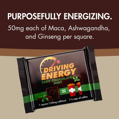 Chocolate Energético Escuro com Menta – Mordidas de Chocolate Cafeinado para te Manter Acordado – Chocolate com Estímulo de Energia para Trabalhar, Dirigir, Praticar Esportes e Trabalhar - ZenEvo