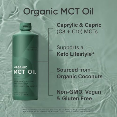 Óleo de MCT Orgânico Sports Research – Keto | 100% Natural | Energia e Foco | 500ml