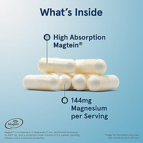 MagMind: Suplemento para Saúde Cerebral com Magtein (Magnésio L-Treonato), Suporte à Memória e Cérebro, 90 Cápsulas, 30 Dias de Fornecimento - Jarrow Formulas