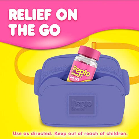 Chews – Alívio Digestivo Rápido e Eficaz para Náuseas, Azia, Indigestão, Má Digestão, Diarreia – 24 Comprimidos Mastigáveis x 3, Total de 72 - Pepto Bismol