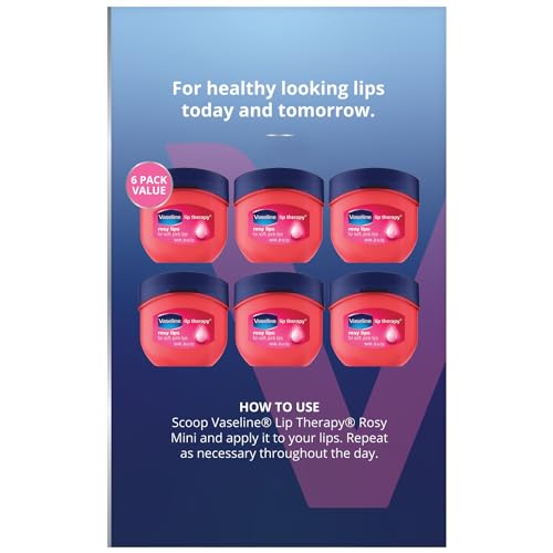 Lip Therapy Rosy Lips Mini – Geléia de Petróleo Pura, Hidratação Avançada, Fragrância de Rosa Leve, Tonalidade Rosa Suave nos Lábios, Mini Geléia de Petróleo Vaseline, Lábios Macios - Vaseline