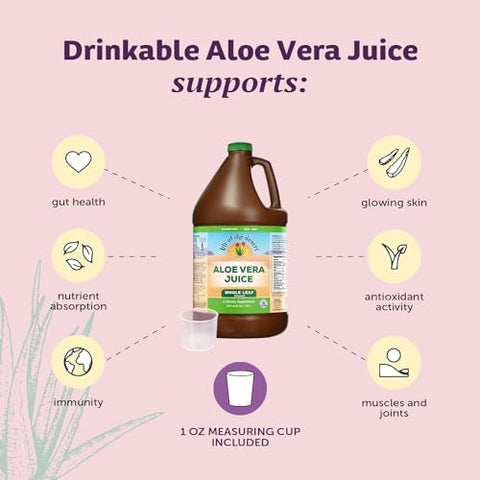 Suco de Aloe Vera Lily Of The Desert – Bebida de Aloe Vera Filtrada de Folha Inteira, Suco de Aloe Vera Não-OGM com Enzimas Digestivas Naturais para Saúde Intestinal, Alívio Estomacal, Bem-Estar, Brilho