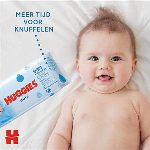 HUGGIES - Huggies Pure Lenços Umedecidos para Bebês – 10 Pacotes de 56 (560 Lenços)