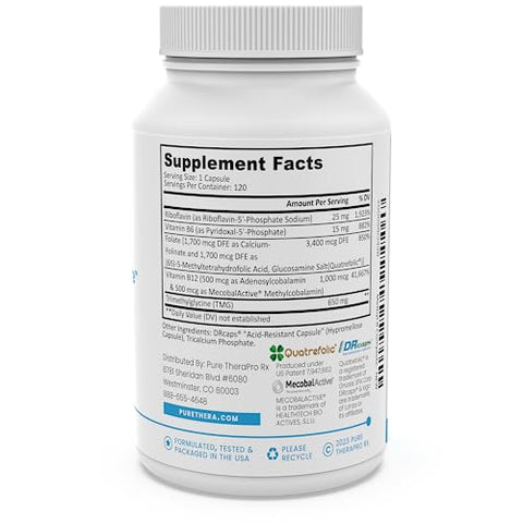 Pure Therapro Rx - Methyl B Complete – Complexo de Vitaminas B Metiladas 5-MTHF Folate, B12 Metilcobalamina, B2, B6 | 60 cápsulas
