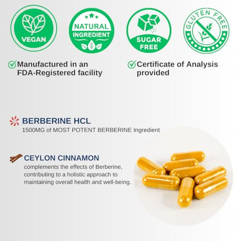 VINATURA - Berberina 1500mg com Canela do Ceilão – Fabricado nos EUA | Compre Agora