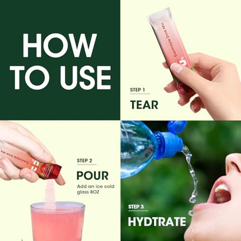 GREENPEOPLE - Pó de Eletrólitos Sem Açúcar – Hidratação Sem Açúcar – Sachês de Eletrólitos com Sabores de Frutas – Mistura para Bebida de Eletrólitos – 8 Eletrólitos 5 Vitaminas