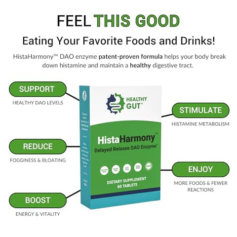 Healthy Gut,LLC - HistaHarmony | Suporte Enzimático DAO de Liberação Retardada para um Intestino Saudável | 60 Porções