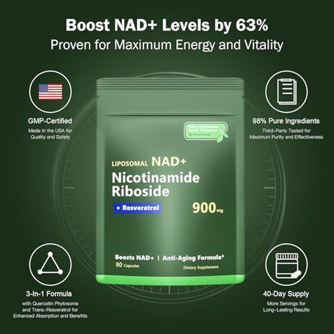 NAD 900MG – Nicotinamida Riboside, Resveratrol Lipossomal, Quercetina – MNM Resveratrol para Vitalidade - Gorani