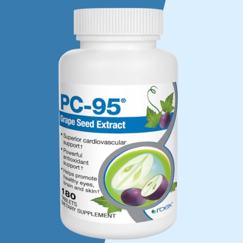 Vitamins | Extrato de Semente de Uva PC-95 | Suplementos Alimentares | Alívio do Estresse | Olhos Saudáveis | Cérebro Saudável | Pele Saudável | Suporte Cardiovascular | 180 Cápsulas - Roex